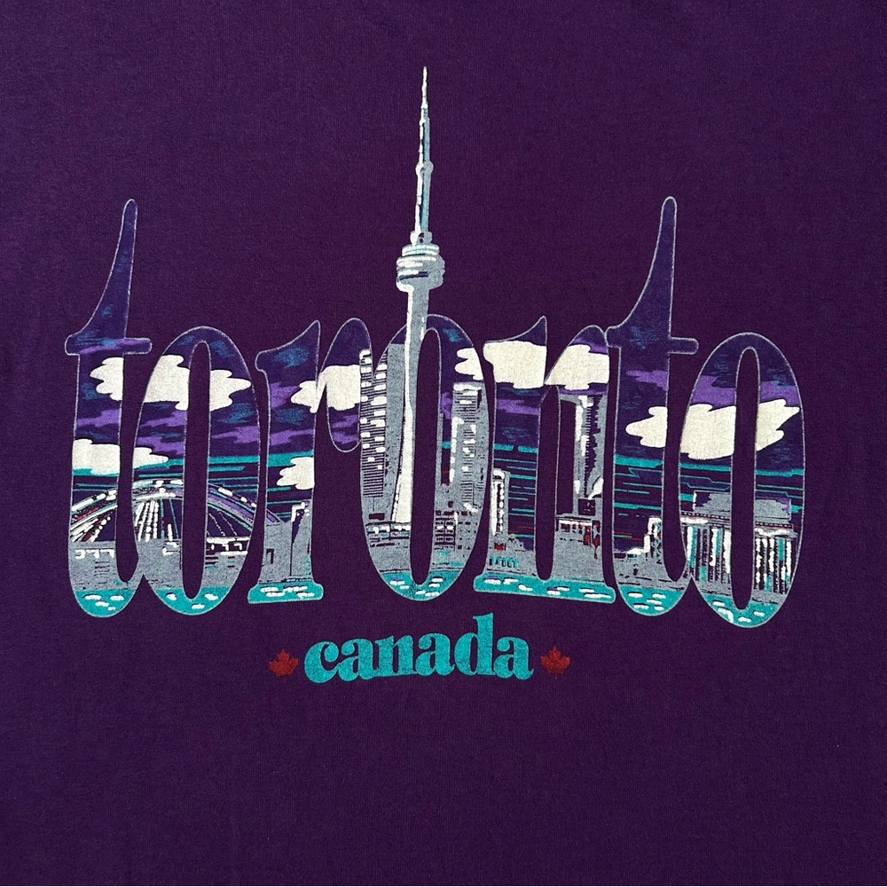 Vintage 90s Toronto Skyline Tourist Graphic Tee Single Stitch Large Rare - Picture 3 of 5